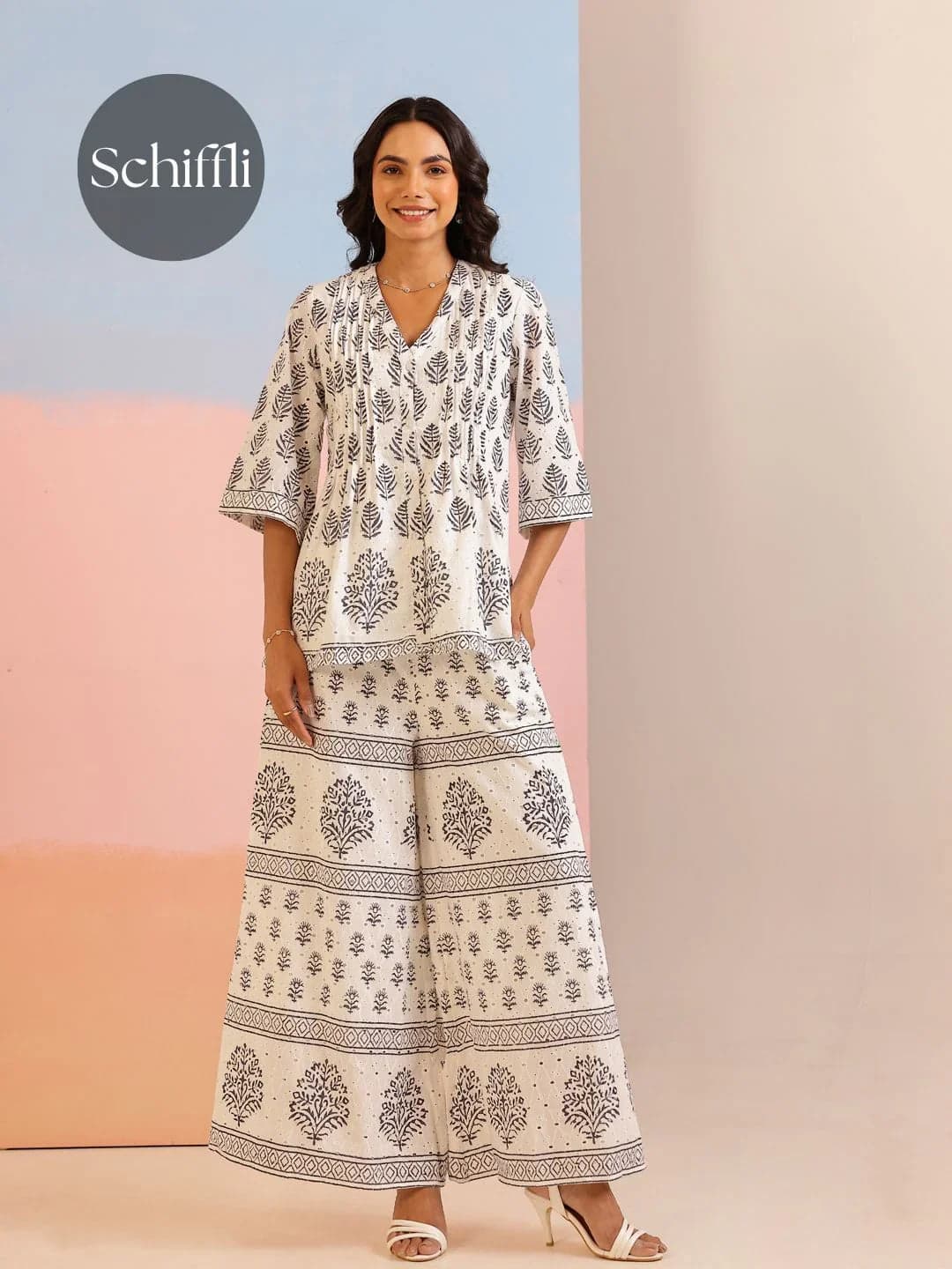 Tiko Fashion White Floral Printed Cotton Co-Ord Set